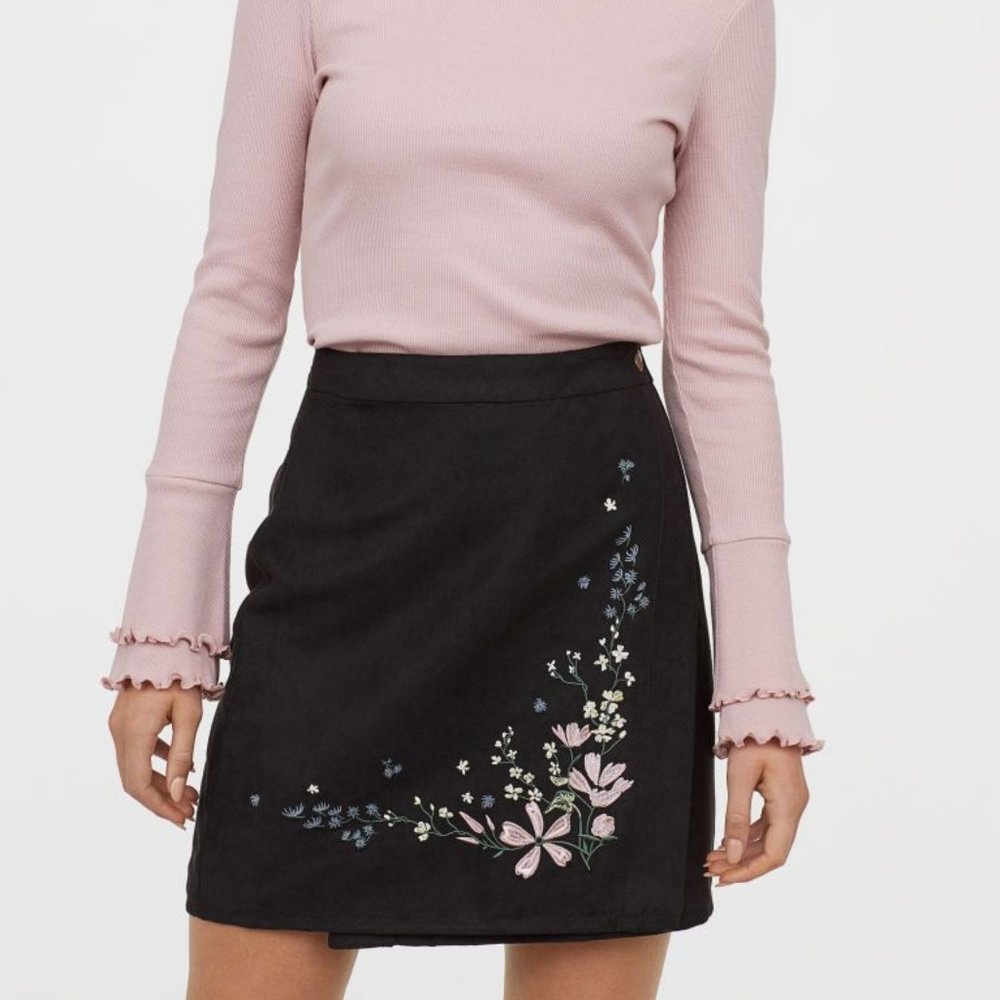 Wrapover Skirt with Embroidery